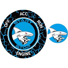 Car Push Start Button Cover for Dodge Challenger Charger Durango Chrysler Journey Ram Accessories 2015-2024, Engine Starter Ignition Protective Cover Badge-Unique Angry Shark Design-Ruby Red
