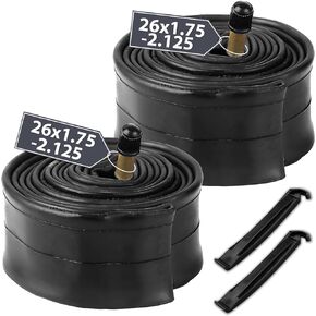 MOHEGIA 2-Pack Bike Inner Tubes: 20/24/26/27.5/29 x1.75-2.125 Inch Bicycle Inner Tube AV 32mm Schrader Valve with 2 Tire Levers Included