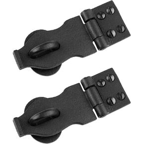 Renovators Supply Manufacturing Door Lock Latch 4 in. Black Wrought Iron Hasp Latch Garage Barn Door Lock with Mounting Hardware Pack of 2