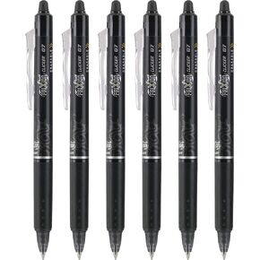 PILOT FriXion Clicker Erasable & Retractable Gel Ink Pens, Fine Point, Black Ink, 6 Count (13601)