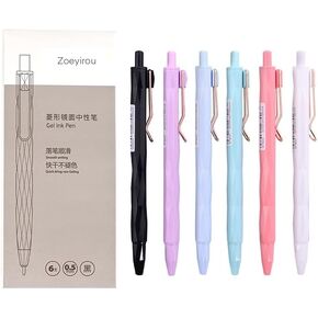 Gel Pens, 6 Pcs 0.5mm Black Ink Pens Fine Point Smooth Writing Pens, Special Design Rhombus mirror Pens, High-End Series Pens for Note Taking, Mohter's Day Gift; Children's Day