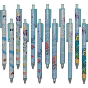 Maydahui 42 PCS Blue Sea Animal Gel Pens Cute Kawaii Pen Retractable Printing Pens Fish Octopus Dolphin Shark Turtle Crab Style Black Ink for School Party Students