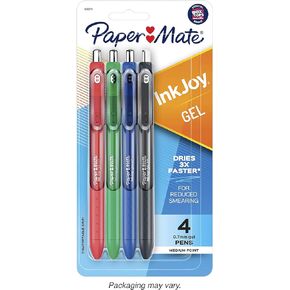 Paper Mate InkJoy Pens, Gel Pens, Medium Point (0.7mm), Assorted, 4 Count