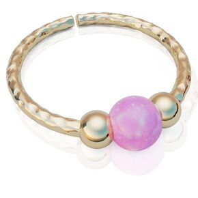 Cut Wire Gold Nose Ring - Nose Rings - 20 Gauge 14k Gold Filled Pink Opal Nose Piercing hoop
