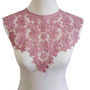 1 Sets Pink/Red/Black/White Lace Neckline Collar Beautiful Flower Lace Applique Trim, Lace Fabric DIY Sewing Supplies (Blue)