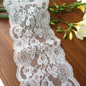 Lace Realm 5.5 inch Wide Lace Trim Ribbon with Floral Pattern for Decorative Bridal Wedding Lace DIY Making Sewing Accessory-5 Yards (6822 White 5yd)