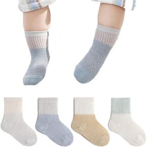 Baby Socks Toddler Girl Boy Thin Mesh Ankle Socks Infant Ankle Pointelle Eyelet Socks 4 Pairs
