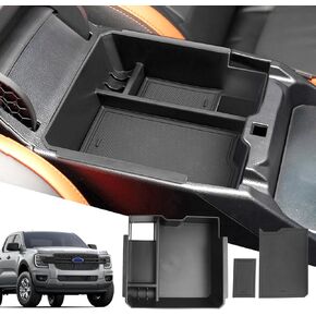 SXCY for 2024 Ford Ranger Center Console Organizer Tray for 2024 Ford Ranger Accessories Armrest Console Tray Storage Box for 2024 Ranger Console Organizer Fit 2024 Ranger Center Console Tray Black