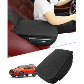 غطاء وحدة التحكم المركزية لسيارة Toyota 4Runner 2024 2010-2023 غطاء مسند الذراع الجيل الخامس 4Runner ملحقات أسود مع جيوب ترقية من جلد البولي يوريثان in Kuwait