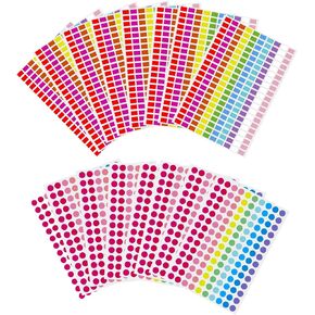 2720Pcs Colored Coding Labels 10 Color Dot Stickers Rectangular Colored Labels Stickers Round Circle Stickers Assorted Stickers for Toddlers Office Student Classroom Coloring Marking Organizing