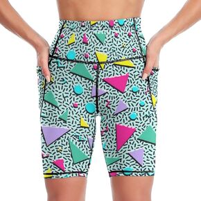 High Waist Workout Yoga Shorts for Women with Pockets Tummy Control Yoga Leggings Running Gym Biker Shorts