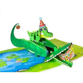 Crocodile Pop Up Fathers Day Card, Father's Day Card for Dad, Husband, Grandpa, Birthday Pop Up Cards for Men, Him from Son, Daughter, Kids, Crocodile Card, Cute, Funny