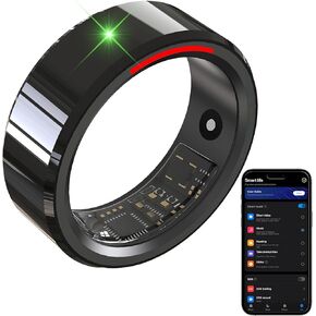 Smart Ring Health Tracker,Sleep Monitoring,Heart Rate Oxygen Tracker Smart Ring,5ATM Waterproof Design,Bluetooth Connection APP,Breathing Light Intelligent Reminder,Ultra Long Battery Life-Size-9