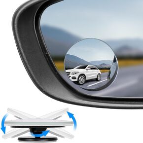 Car Blind Spot Mirror, 2" Round HD Glass Frameless Convex Rear View Mirrors Exterior Accessories with Wide Angle Adjustable Stick for Car SUV and Trucks, Pack of 2