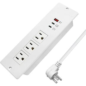 شريط طاقة USB C بقدرة 45 وات لأجهزة الكمبيوتر المحمول، منافذ طاقة مكتبية مثبتة على سطح المكتب، 3 منافذ تيار متردد، 3 منافذ USB، سلك تمديد مسطح مدمج في طاولة الأريكة، خزانة منضدة، أريكة سوداء