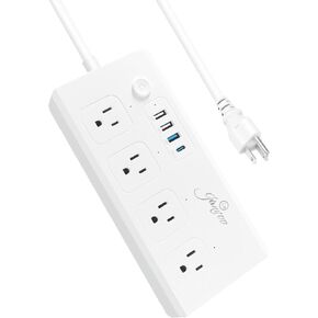Surge Protector Extension Cord Jinvoo Power Strips with USB C Port with 4 Widely Spaced Outlets and 4 USB Ports for Home or Office in Saudi Arabia