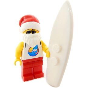 Lego Surfing Santa Minifigure - Christmas Holiday Minifig Surfboard Claus surf Surfer