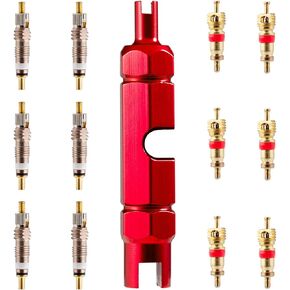 Valve Core Remover Tool Kit Bike and Car Valve Core Repair Tool with Brass Replacement Presta and Schrader Valve Core
