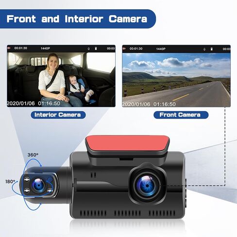 كاميرا أمامية وداخلية من Hikity Dash Cam مع بطاقة SD 32 جيجا، وشاشة IPS 3 بوصة، وكاميرات مزدوجة للوحة القيادة للسيارات، والرؤية الليلية، ومستشعر G، ومراقبة وقوف السيارات، وكشف الحركة in Saudi Arabia