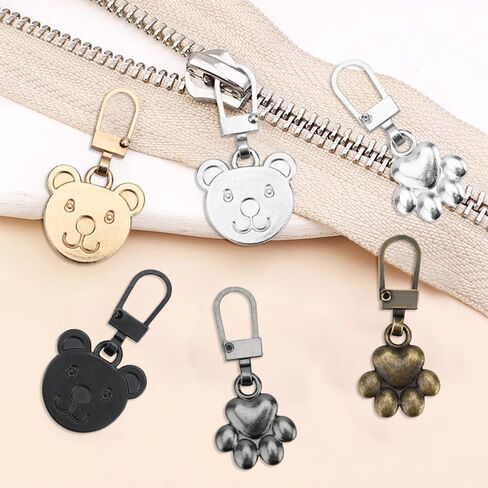 Bekecidi 10 PCS Zipper Pull Replacement, Detachable Zip Pulls Metal Zipper Gripper Zip Repair Pull Tab Zipper Pull Replacement Slider Kit for Coat Jacket Handbags Backpack (Bear, Paw) in Kuwait