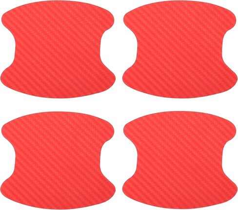 X AUTOHAUX 4pcs Carbon Fiber Pattern Car Door Handle Bowl Paint Cover Guard Sticker Protector Anti Scratch Protective Film Universal Fit Black in Saudi Arabia