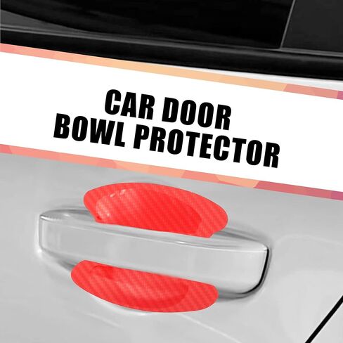X AUTOHAUX 4pcs Carbon Fiber Pattern Car Door Handle Bowl Paint Cover Guard Sticker Protector Anti Scratch Protective Film Universal Fit Black in Saudi Arabia