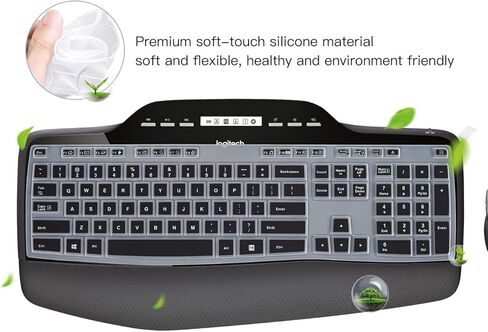غطاء لوحة المفاتيح لـ Logitech MK710 MK710-RB MK735 MK700 واقي غطاء لوحة المفاتيح اللاسلكية، ملحقات Logitech MK710 MK700، أسود in Kuwait