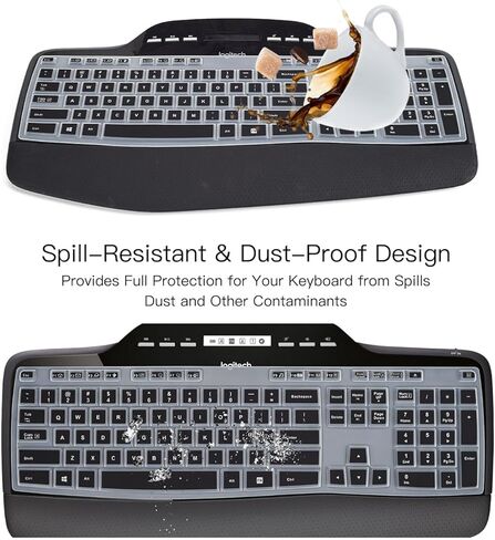 غطاء لوحة المفاتيح لـ Logitech MK710 MK710-RB MK735 MK700 واقي غطاء لوحة المفاتيح اللاسلكية، ملحقات Logitech MK710 MK700، أسود in Kuwait