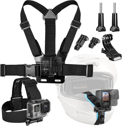حامل على الصدر، حامل حزام الرأس، حامل حزام الذقن للخوذة لمجموعة ملحقات Gopro DJI Osmo لكاميرات الحركة مع خطاف J in Kuwait