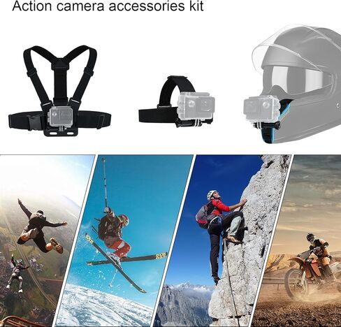 حامل على الصدر، حامل حزام الرأس، حامل حزام الذقن للخوذة لمجموعة ملحقات Gopro DJI Osmo لكاميرات الحركة مع خطاف J in Kuwait