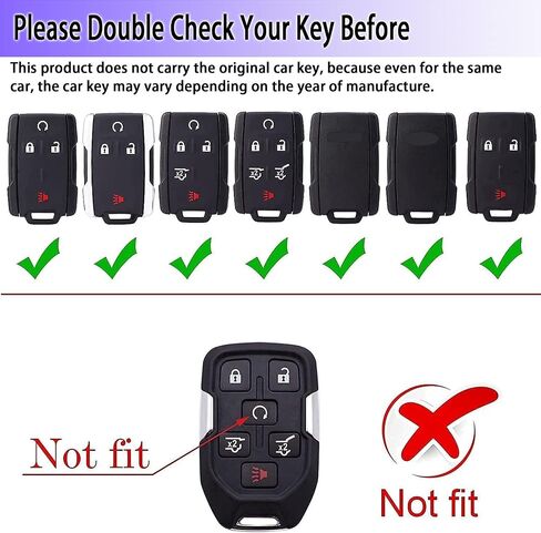 غطاء حافظة مفتاح Fob متوافق مع 2014-2018 Chevy Silverado/GMC Sierra و2015-2019 Colorado/Suburban/Tahoe/Canyon/Yukon/Yukon XL، حامي سلسلة المفاتيح الذكية عن بعد (4 أزرار) in Saudi Arabia