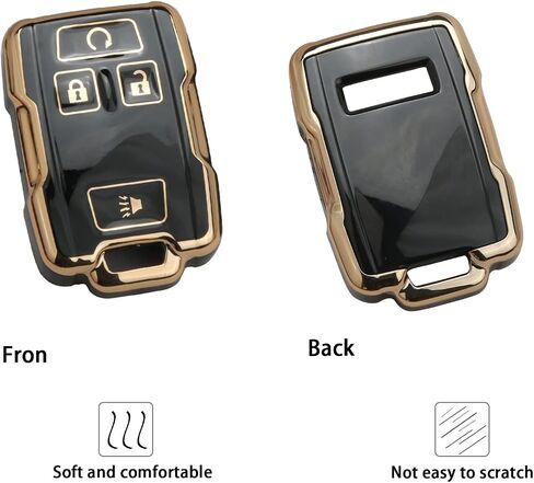 غطاء حافظة مفتاح Fob متوافق مع 2014-2018 Chevy Silverado/GMC Sierra و2015-2019 Colorado/Suburban/Tahoe/Canyon/Yukon/Yukon XL، حامي سلسلة المفاتيح الذكية عن بعد (4 أزرار) in Saudi Arabia
