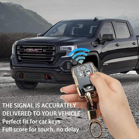 غطاء حافظة مفتاح Fob متوافق مع 2014-2018 Chevy Silverado/GMC Sierra و2015-2019 Colorado/Suburban/Tahoe/Canyon/Yukon/Yukon XL، حامي سلسلة المفاتيح الذكية عن بعد (4 أزرار) in Saudi Arabia