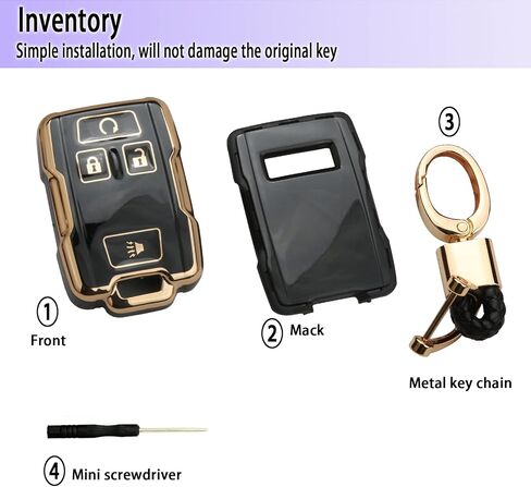 غطاء حافظة مفتاح Fob متوافق مع 2014-2018 Chevy Silverado/GMC Sierra و2015-2019 Colorado/Suburban/Tahoe/Canyon/Yukon/Yukon XL، حامي سلسلة المفاتيح الذكية عن بعد (4 أزرار) in Saudi Arabia