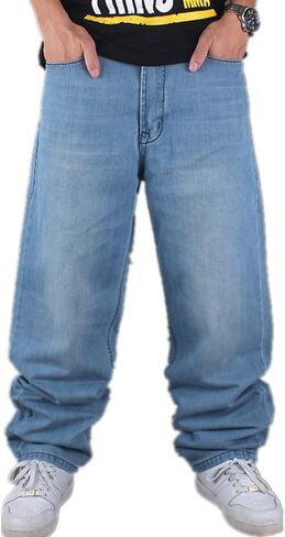 Ruiatoo Mens Jeans Fashion Skateboard Pants Snake Embroidery Baggy Jeans Hip Hop Denim Black Trousers in Saudi Arabia