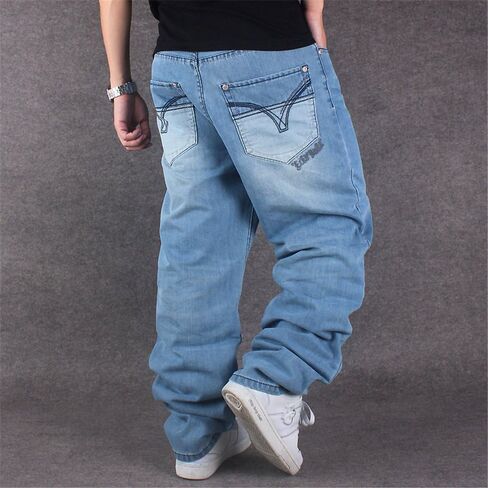 Ruiatoo Mens Jeans Fashion Skateboard Pants Snake Embroidery Baggy Jeans Hip Hop Denim Black Trousers in Saudi Arabia