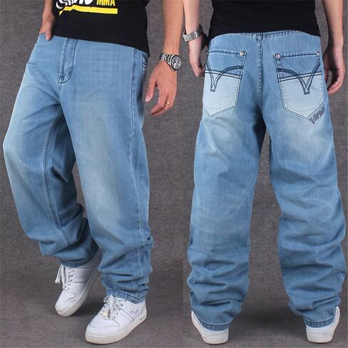 Ruiatoo Mens Jeans Fashion Skateboard Pants Snake Embroidery Baggy Jeans Hip Hop Denim Black Trousers in Saudi Arabia