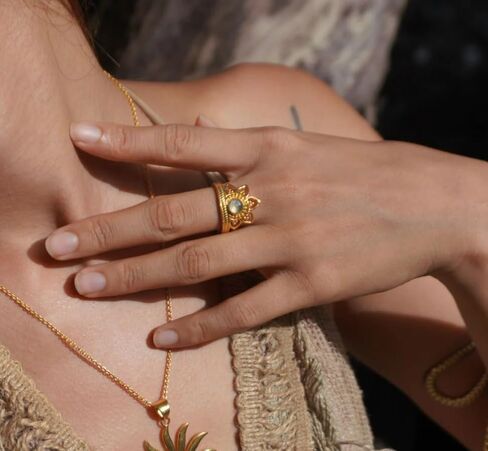 SUNNA Moonstone Ring, Gold Plated in Kuwait