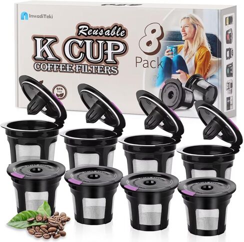 Reusable K Cups for K-eurig, 8 Pack K Cup Reusable Coffee Pods, Universal Reusable K Cup for K-eurig 1.0 and 2.0, Refillable K Cup Coffe Pods BPA Free in Saudi Arabia