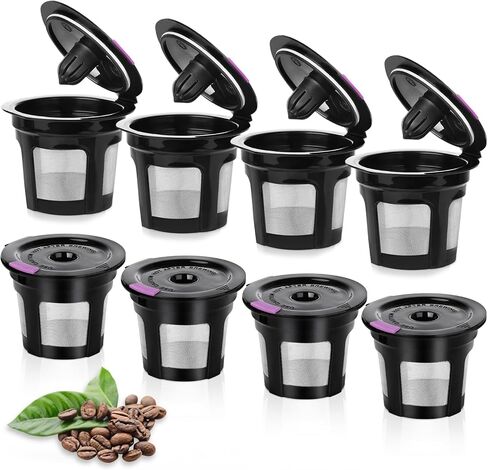 Reusable K Cups for K-eurig, 8 Pack K Cup Reusable Coffee Pods, Universal Reusable K Cup for K-eurig 1.0 and 2.0, Refillable K Cup Coffe Pods BPA Free in Saudi Arabia