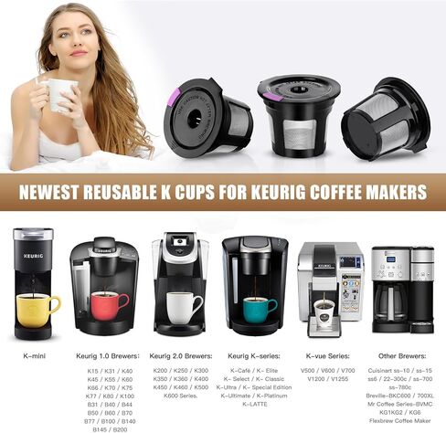Reusable K Cups for K-eurig, 8 Pack K Cup Reusable Coffee Pods, Universal Reusable K Cup for K-eurig 1.0 and 2.0, Refillable K Cup Coffe Pods BPA Free in Saudi Arabia
