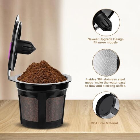 Reusable K Cups for K-eurig, 8 Pack K Cup Reusable Coffee Pods, Universal Reusable K Cup for K-eurig 1.0 and 2.0, Refillable K Cup Coffe Pods BPA Free in Saudi Arabia
