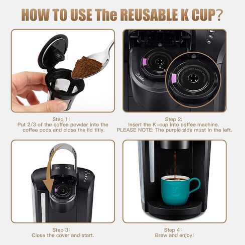 Reusable K Cups for K-eurig, 8 Pack K Cup Reusable Coffee Pods, Universal Reusable K Cup for K-eurig 1.0 and 2.0, Refillable K Cup Coffe Pods BPA Free in Saudi Arabia