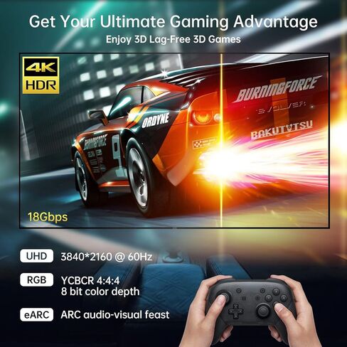 كابل HDMI ليفي 4K بطول 100 قدم، كابل ألياف بصرية 4K 60 هرتز HDMI 2.0 كابل أحادي الاتجاه يدعم 18 جيجابت في الثانية 4:4:4 ARC HDR HDCP2.2 لبلو راي/تلفزيون/جهاز عرض/PS/Xbox (30 مترًا) in Kuwait
