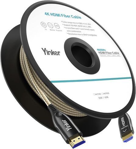 كابل HDMI ليفي 4K بطول 100 قدم، كابل ألياف بصرية 4K 60 هرتز HDMI 2.0 كابل أحادي الاتجاه يدعم 18 جيجابت في الثانية 4:4:4 ARC HDR HDCP2.2 لبلو راي/تلفزيون/جهاز عرض/PS/Xbox (30 مترًا) in Kuwait