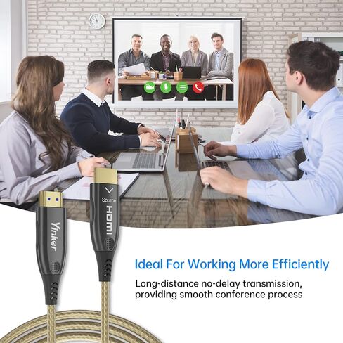 كابل HDMI ليفي 4K بطول 100 قدم، كابل ألياف بصرية 4K 60 هرتز HDMI 2.0 كابل أحادي الاتجاه يدعم 18 جيجابت في الثانية 4:4:4 ARC HDR HDCP2.2 لبلو راي/تلفزيون/جهاز عرض/PS/Xbox (30 مترًا) in Kuwait