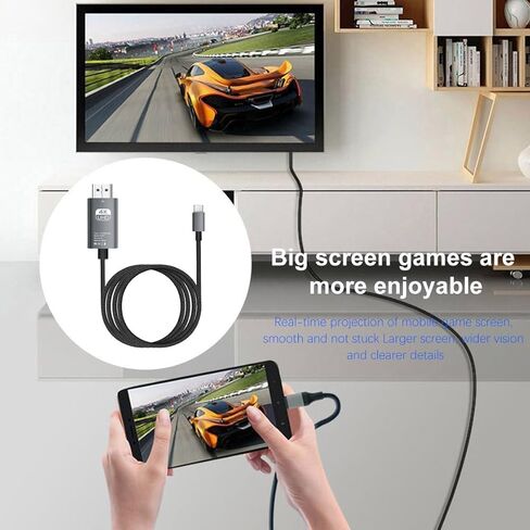 كابل USB C إلى HDMI بطول 6.5 قدم من سبائك الألومنيوم سلك مضفر من النايلون، محول فيديو من النوع C إلى HDMI، كابل محول توصيل تلفزيوني بدقة 4K HD، للهواتف والأجهزة اللوحية والكمبيوتر المحمول (كابل PVC) in Kuwait