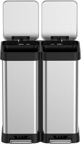 GAOMON Trash Can, 16 Gal Dual Garbage Can & Recycle Bin, 2 Compartments & 2 Pedal, Soft Close Lid and Airtight, for Home, Office, Business in Saudi Arabia