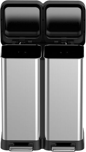 GAOMON Trash Can, 16 Gal Dual Garbage Can & Recycle Bin, 2 Compartments & 2 Pedal, Soft Close Lid and Airtight, for Home, Office, Business in Saudi Arabia
