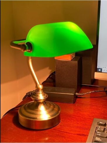 FIRVRE Glass Bankers Lamp Desk Lamp Classic Retro Bronze Finish G9 Base Plug in Vintage Table lamp Reading Modern for Home Office nightstand Bedside Study Desk Library in Saudi Arabia